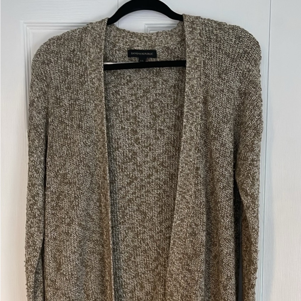 Cozy Women's cardigan sweater green and white banana republic large